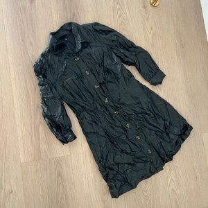 Who What Wear Black Faux Leather Button-Front Shirt Dress – Size M – NWT